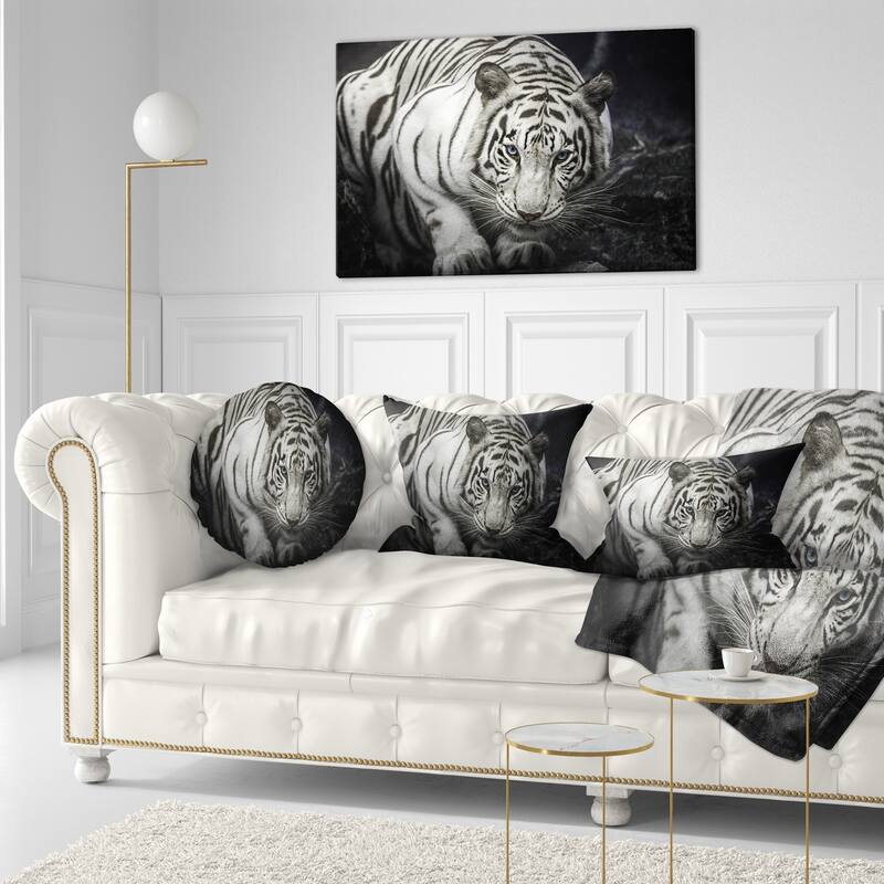 Designart 'White Tiger' Animal Throw Pillow