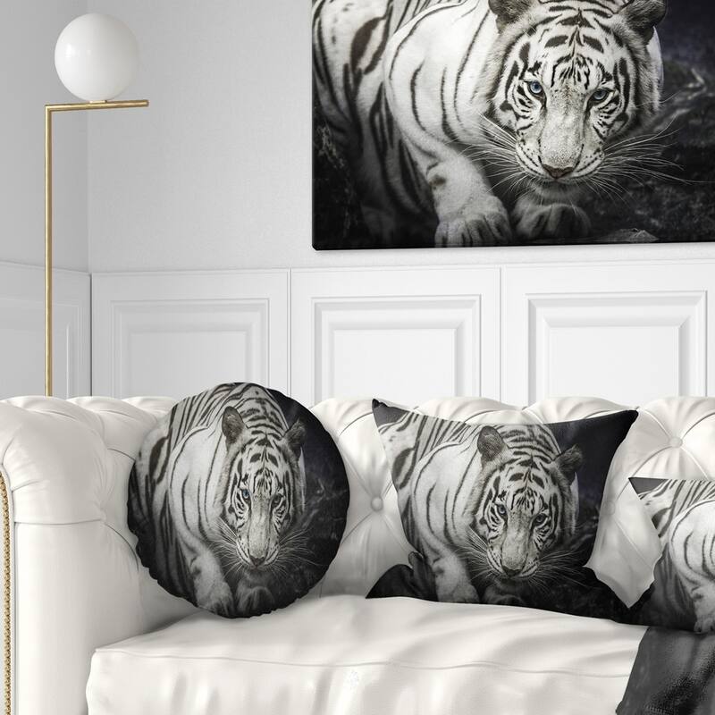 Designart 'White Tiger' Animal Throw Pillow