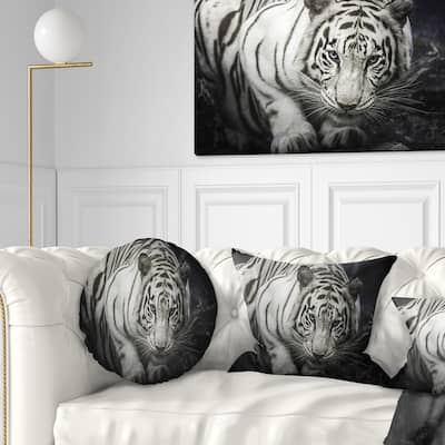 Designart 'White Tiger' Animal Throw Pillow