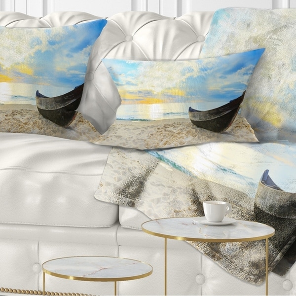 Designart 'Calm Beach Panorama' Photography Throw Pillow
