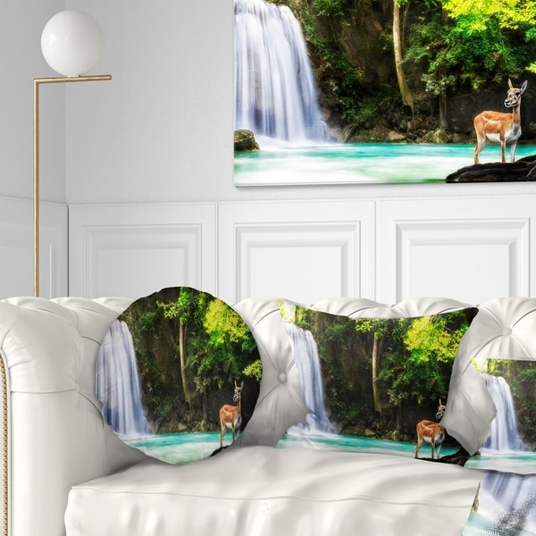 12 X 20 Designart Cu6431 12 20 Erawan Waterfall Throw Pillow Throw Pillow Covers Home Kitchen