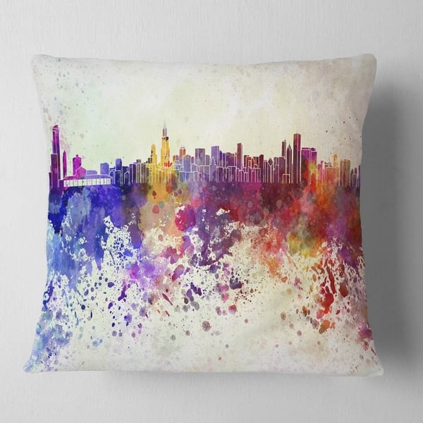 Designart Chicago Skyline Cityscape Throw Pillow On Sale Overstock 20890015