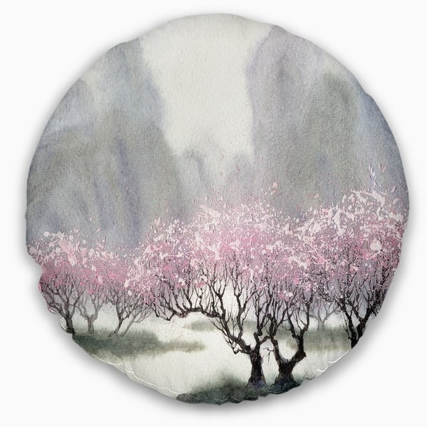 Designart Flowering Trees At Spring Landscape Printed Throw Pillow On Sale Overstock 20890020