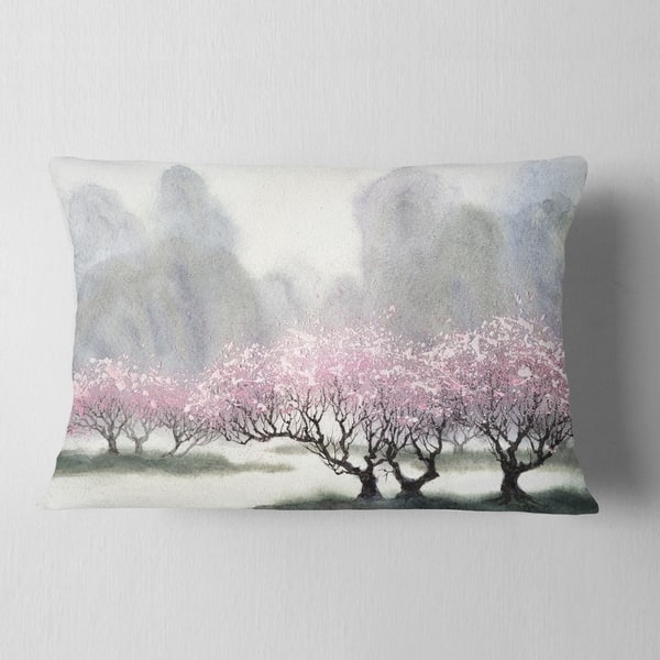 Designart Flowering Trees At Spring Landscape Printed Throw Pillow On Sale Overstock 20890020