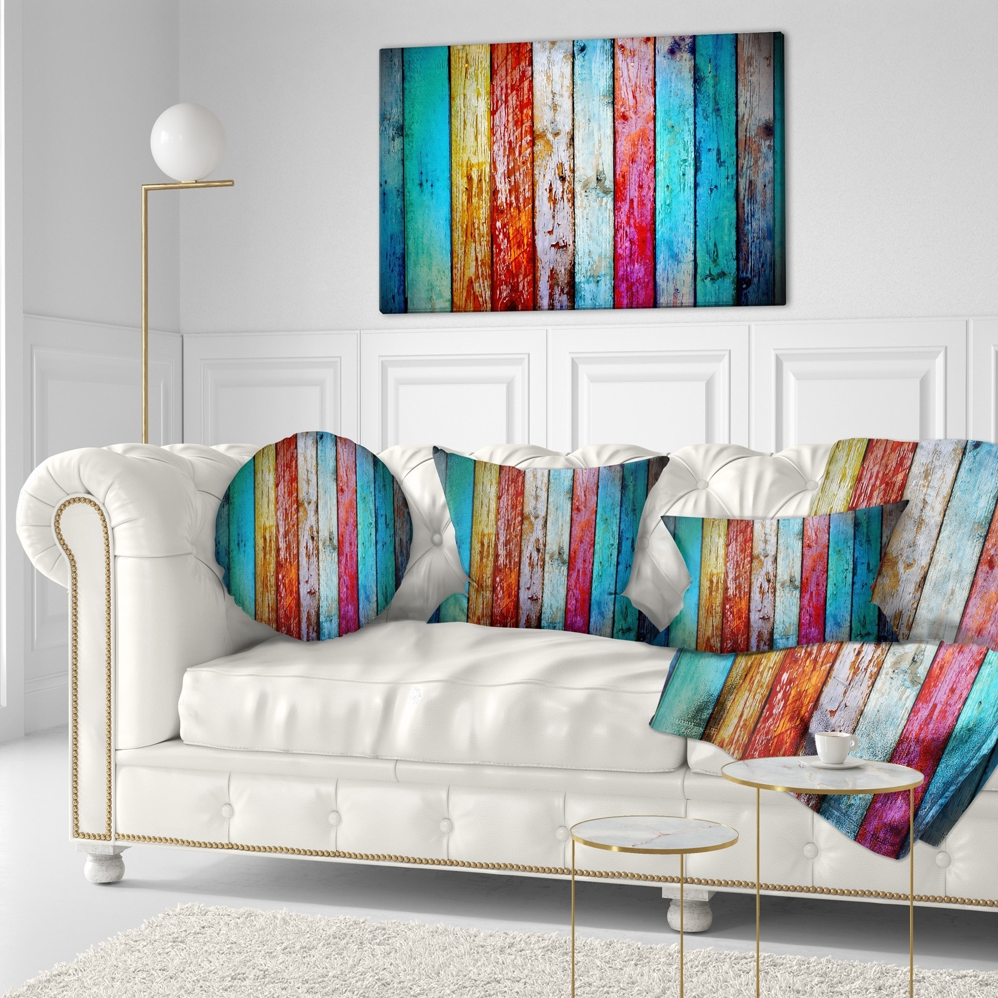 Shop Designart Vintage Wooden Pattern Contemporary Throw Pillow