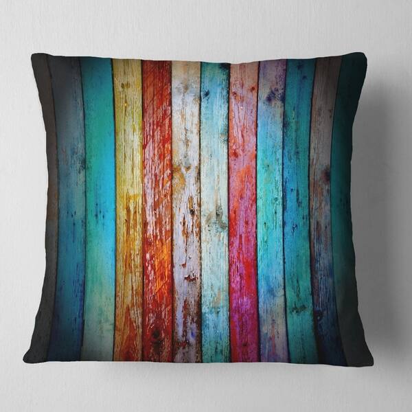 Shop Designart Vintage Wooden Pattern Contemporary Throw Pillow