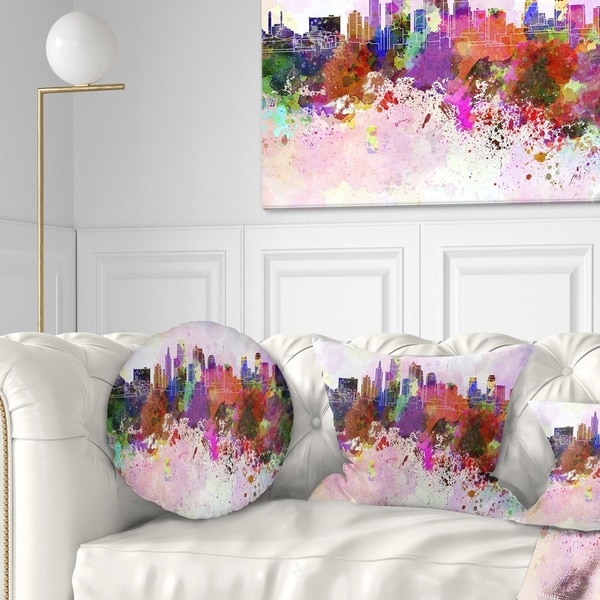 Designart 'Kansas City Skyline' Cityscape Throw Pillow