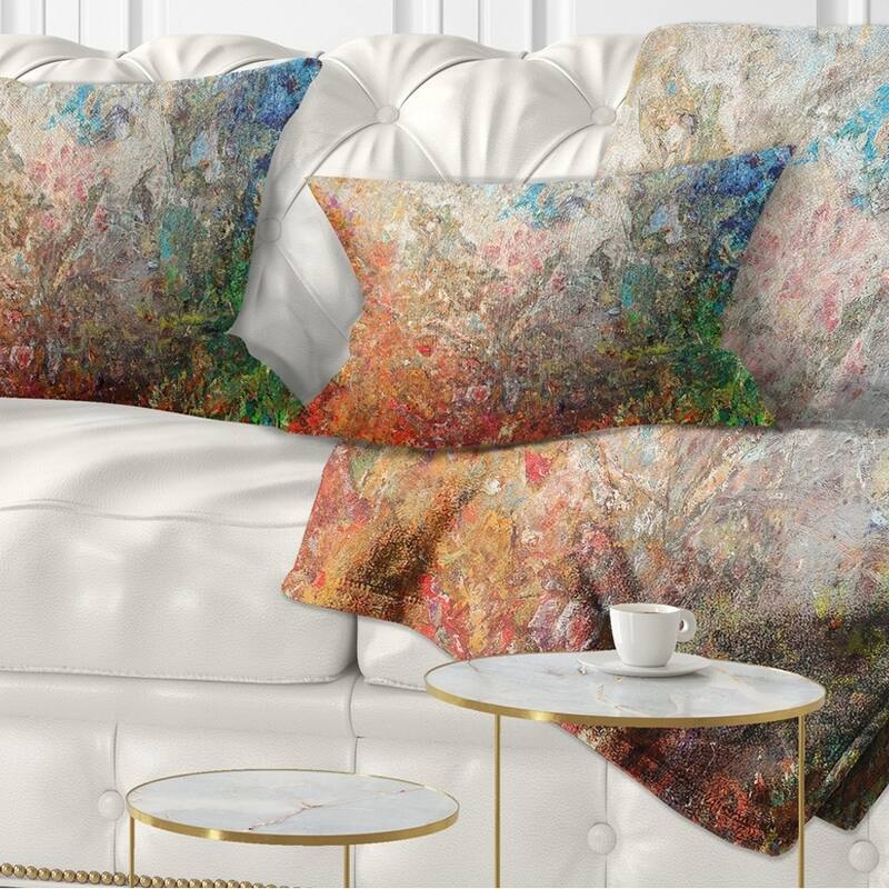 Designart 'Board Stained Abstract Art' Throw Pillow - Rectangle - 12 in. x 20 in. - Medium