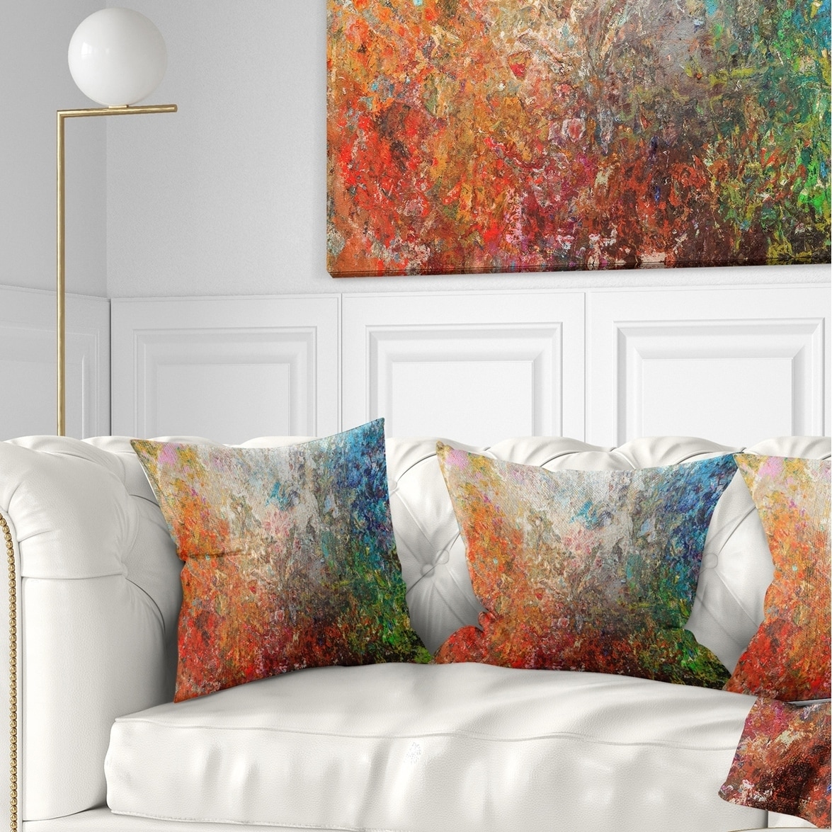 16 Round Designart CU15750-16-16-C White Blocks Abstract Throw Cushion Pillow Cover for Living Room Sofa 