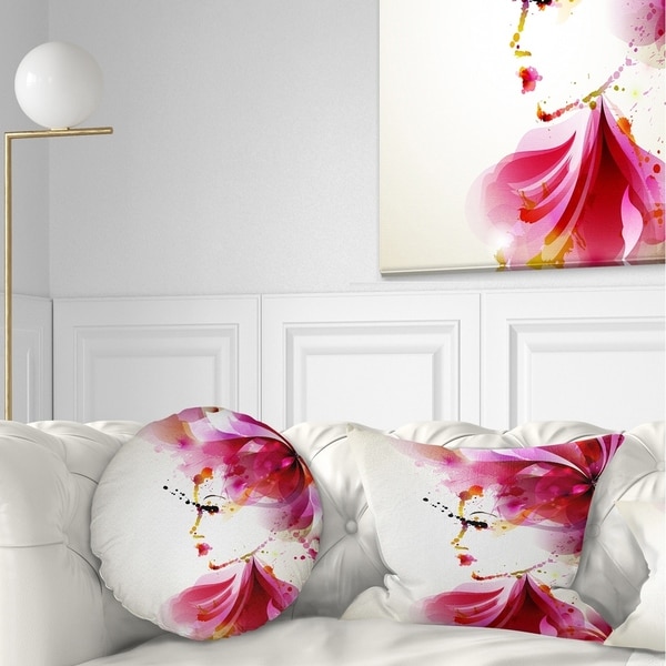 Designart 'Fashion Woman with Abstract Hair' Abstract Throw Pillow