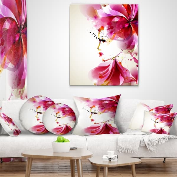 Designart Fashion Woman With Abstract Hair Abstract Throw Pillow On Sale Overstock 20890060