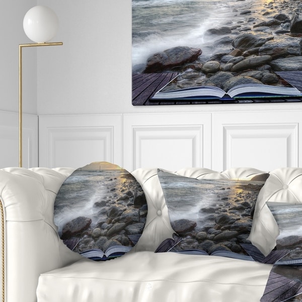 Designart 'Open Book to the Evening Sea' Contemporary Throw Pillow