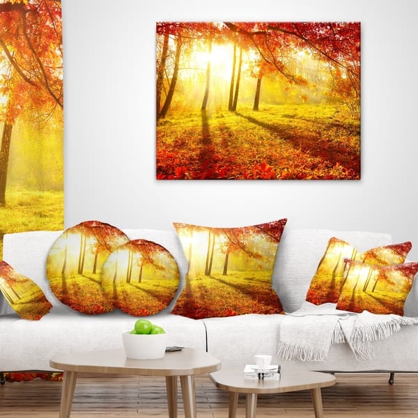 Designart Autumnal Park Landscape Photography Throw Pillow On Sale Overstock 20890067
