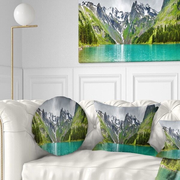 Designart 'Mountain Lake Panorama' Photography Throw Pillow
