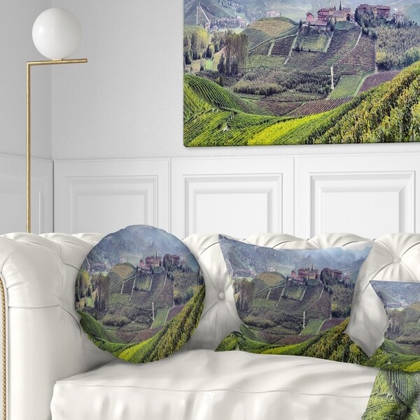Designart 'Vineyards in Italy Panoramic' Photography Throw Pillow