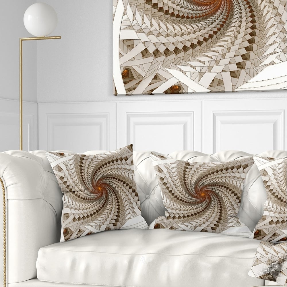 Designart 'White Fractal Spiral Pattern' Abstract Throw Pillow