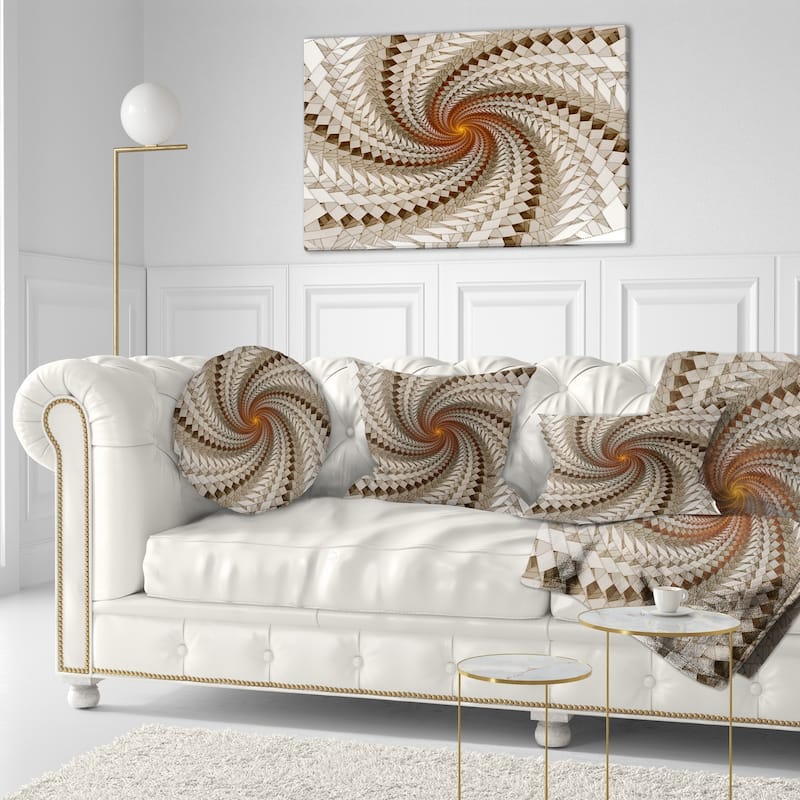 Designart 'White Fractal Spiral Pattern' Abstract Throw Pillow