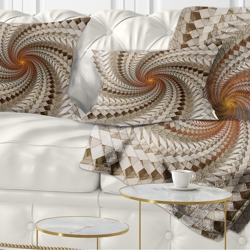 Designart 'White Fractal Spiral Pattern' Abstract Throw Pillow - 12 in. x 20 in.