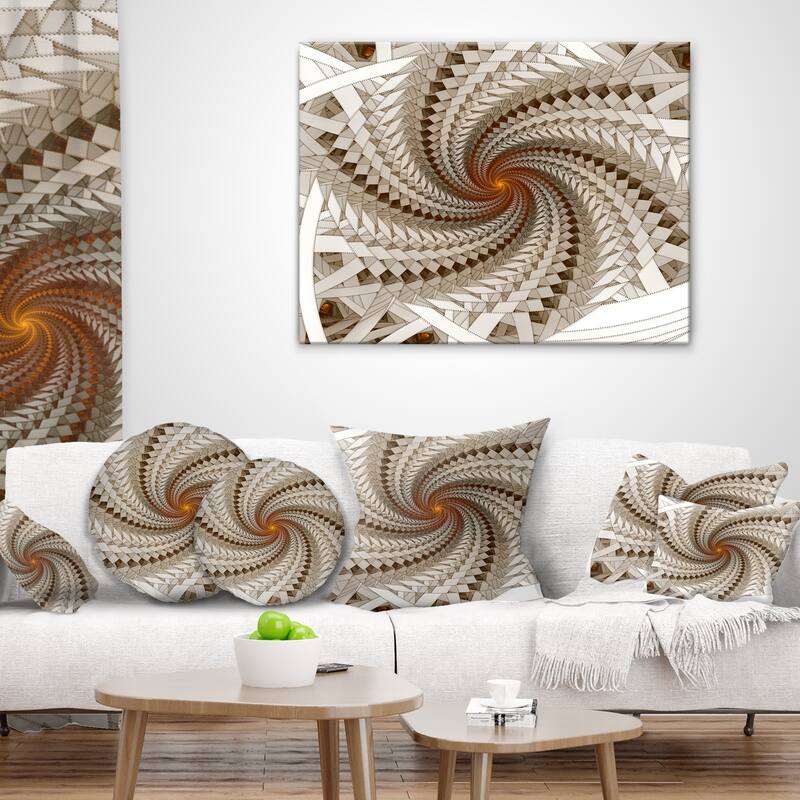 Designart 'White Fractal Spiral Pattern' Abstract Throw Pillow
