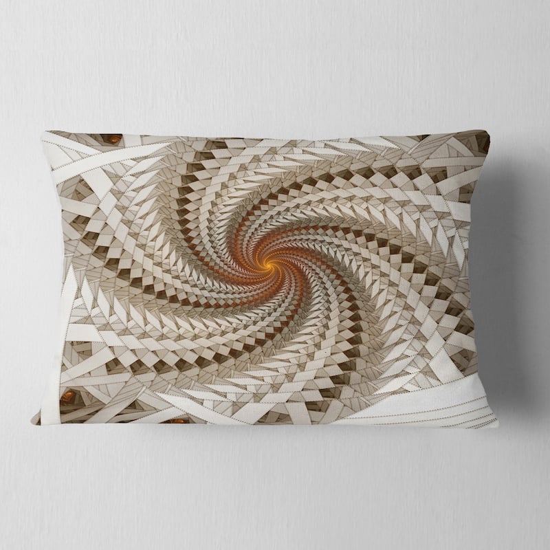 Designart 'White Fractal Spiral Pattern' Abstract Throw Pillow