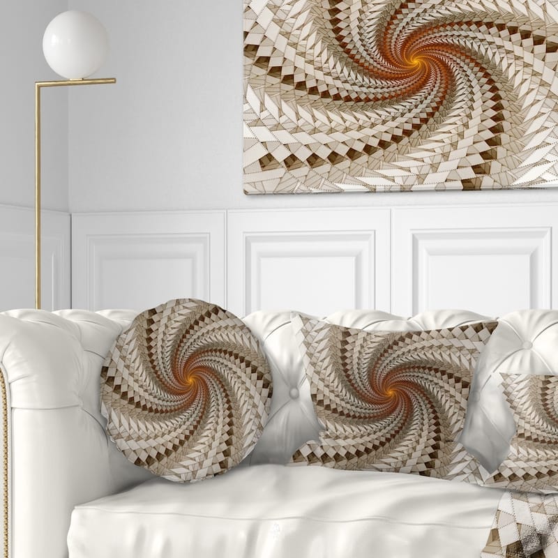Designart 'White Fractal Spiral Pattern' Abstract Throw Pillow