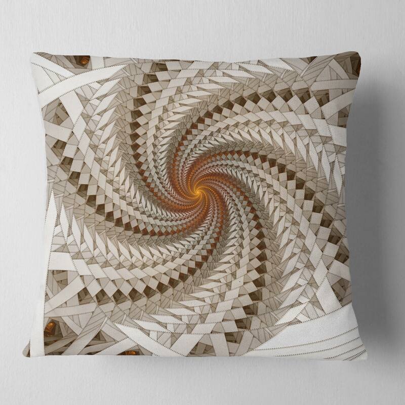 Designart 'White Fractal Spiral Pattern' Abstract Throw Pillow