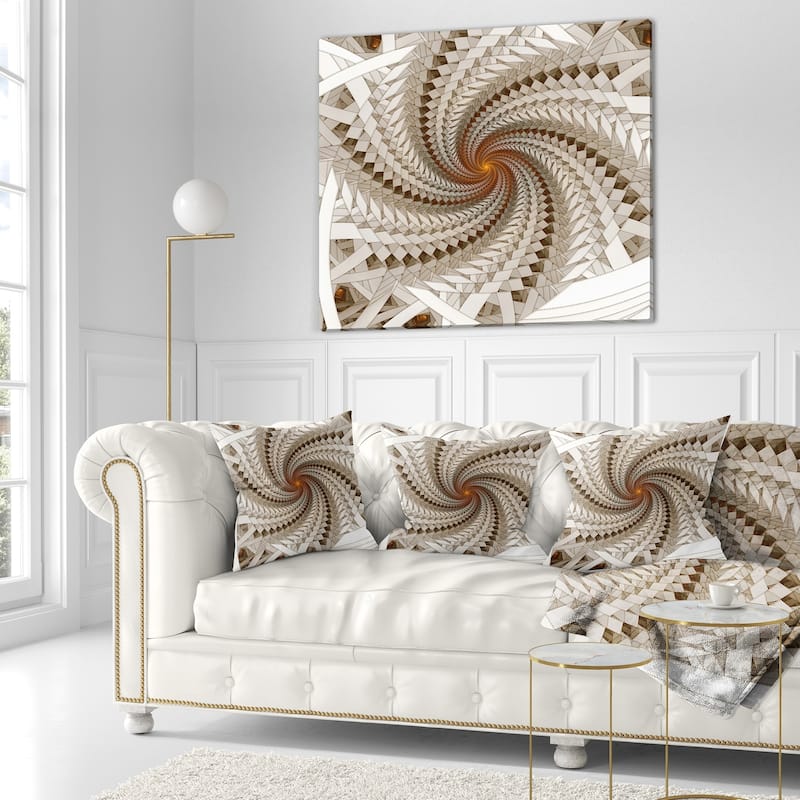 Designart 'White Fractal Spiral Pattern' Abstract Throw Pillow