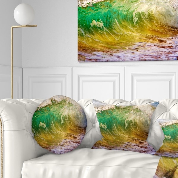Designart 'Ocean Turning Green' Seascape Throw Pillow