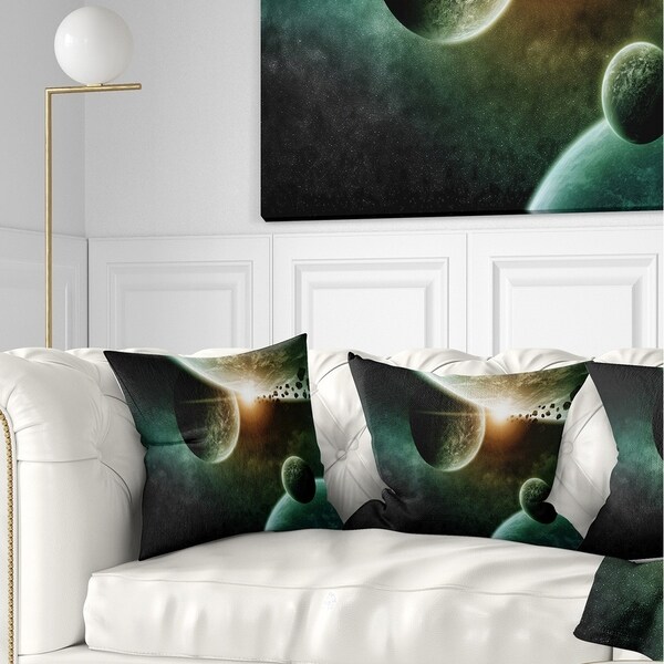Designart 'Space Planet Illustration' Contemporary Throw Pillow