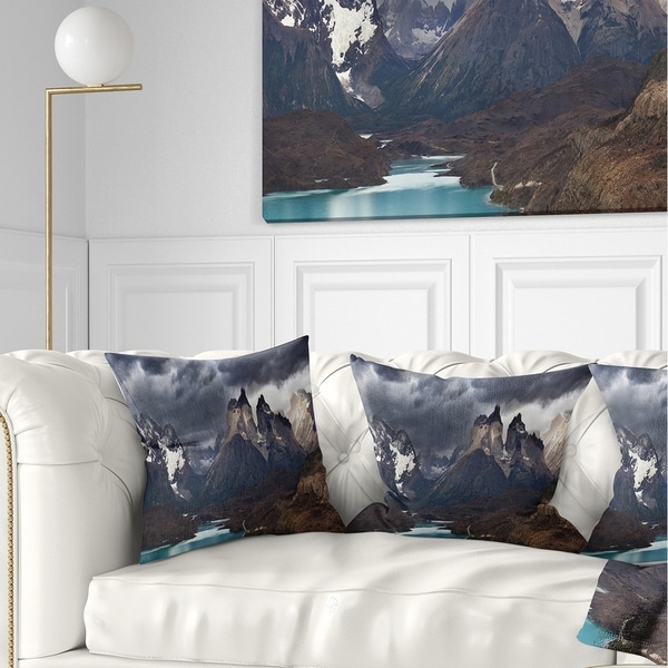 Designart 'Torres Del Paine Cuernos Mountains' Photography Throw Pillow
