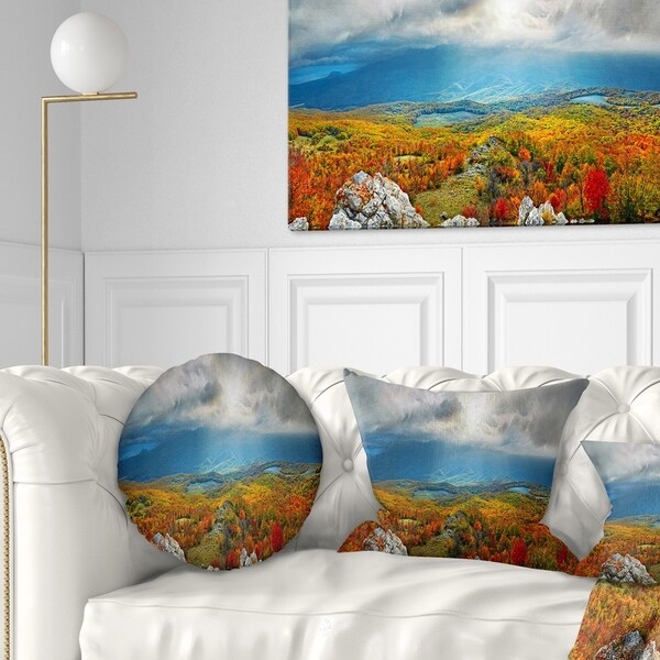 Designart 'Autumn in Crimean Mountains' Landscape Photography Throw Pillow