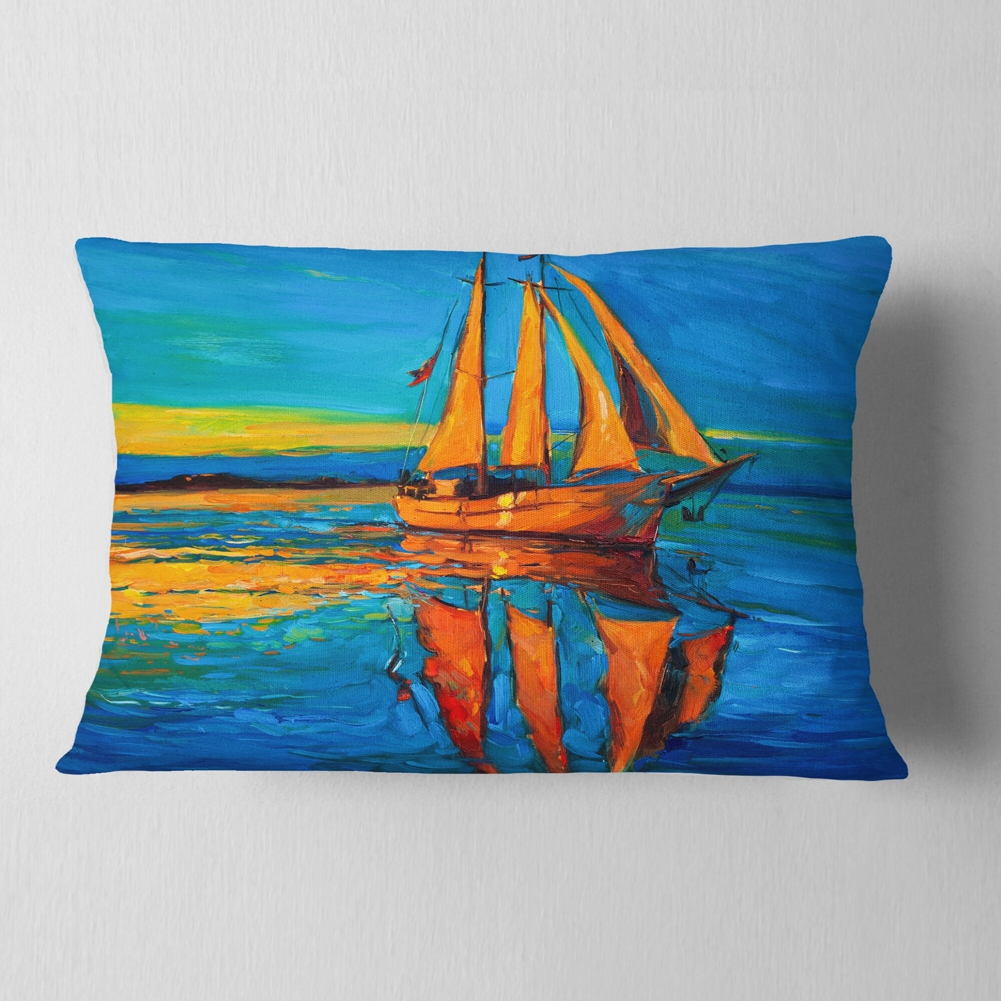 Designart 'Brown Sailing Boat' Seascape Throw Pillow - Picture 8 of 15