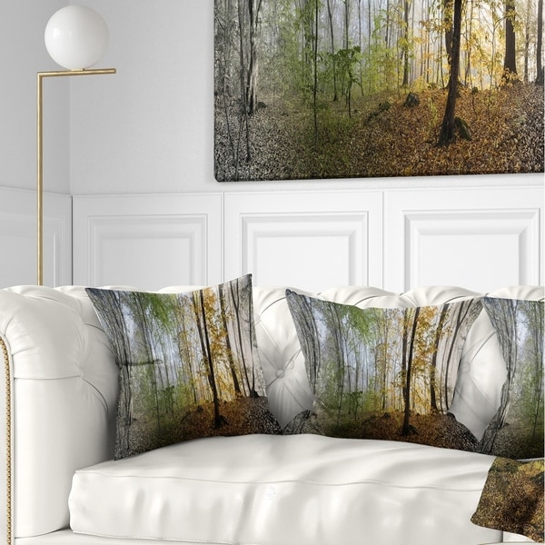 Designart 'Morning Forest Panoramic View' Landscape Photography Throw Pillow