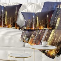 Designart 'new York Skyline At Night' Cityscape Photo Throw Pillow 