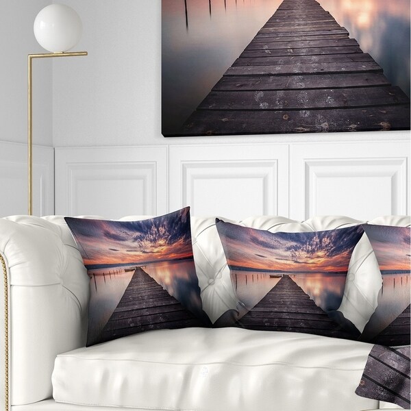 Designart 'Colorful Sunset Over Lake' Landscape Photography Throw Pillow