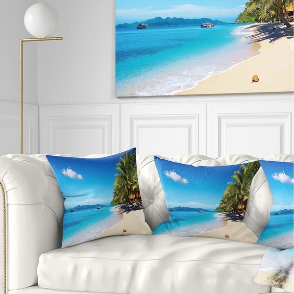 Designart 'Tropical Beach Thailand' Photography Throw Pillow