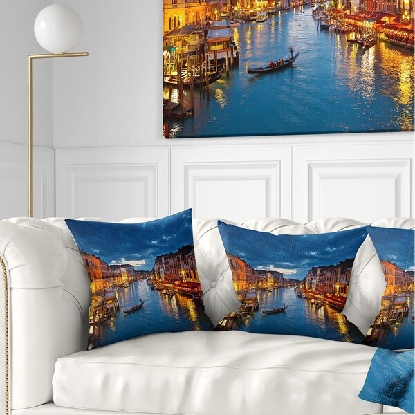 Designart 'Grand Canal at Night Venice' Cityscape Photo Throw Pillow