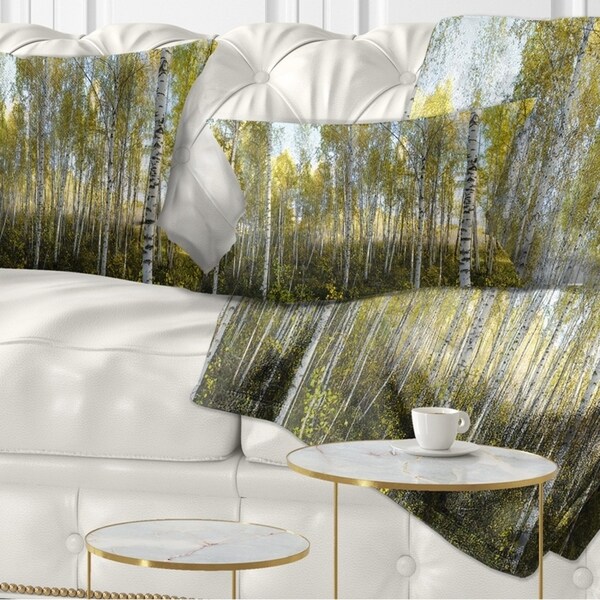 Designart 'Green Autumn Trees' Landscape Photography Throw Pillow