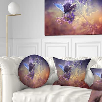 Designart 'Vintage Butterfly' Floral Throw Pillow