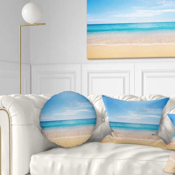 Designart 'Wide Blue Sky Over Beach' Seashore Photo Throw Pillow