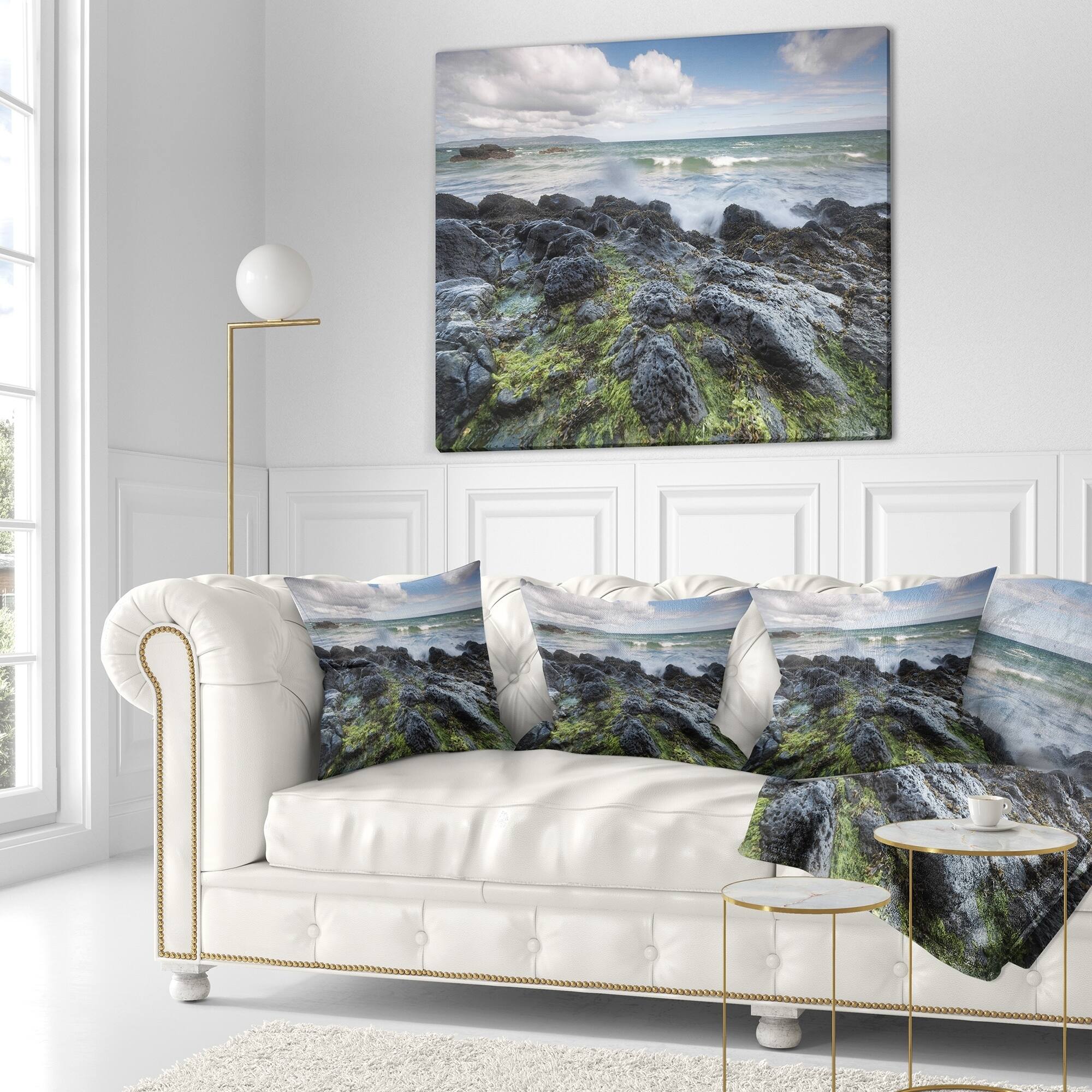 Designart 'Rocky North Ireland' Seashore Photography Throw Pillow - Bed ...