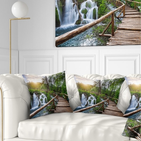 Designart 'Pathway in Plitvice Lakes' Landscape Photography Throw Pillow