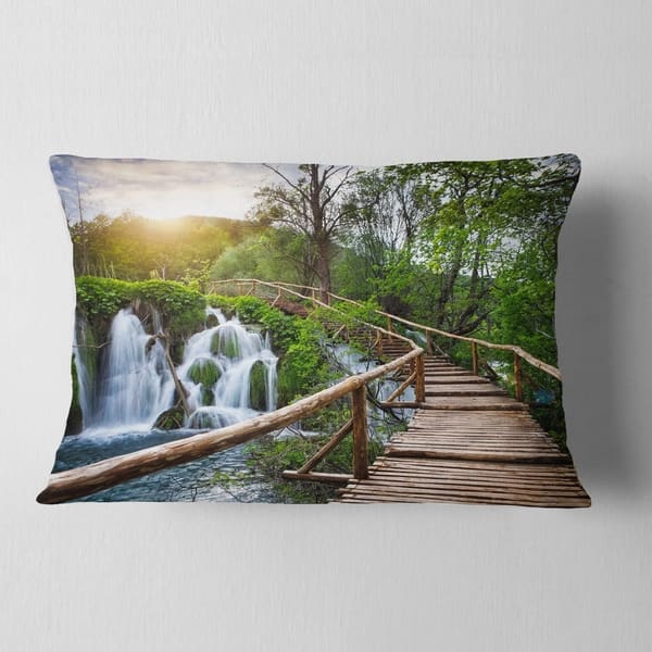 Designart Pathway In Plitvice Lakes Landscape Photography Throw Pillow On Sale Overstock 20890298
