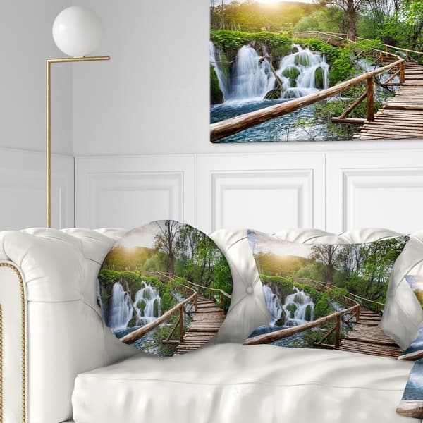 Designart Pathway In Plitvice Lakes Landscape Photography Throw Pillow Overstock 20890298