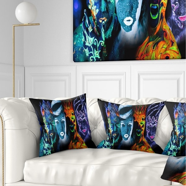 Designart 'Earth Fire Air and Water' Contemporary Portrait Throw Pillow