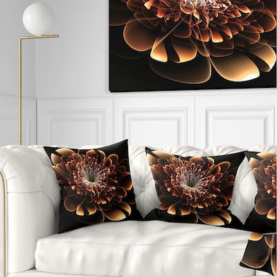 Designart 'Brown Fractal Flower' Modern Floral Throw Pillow