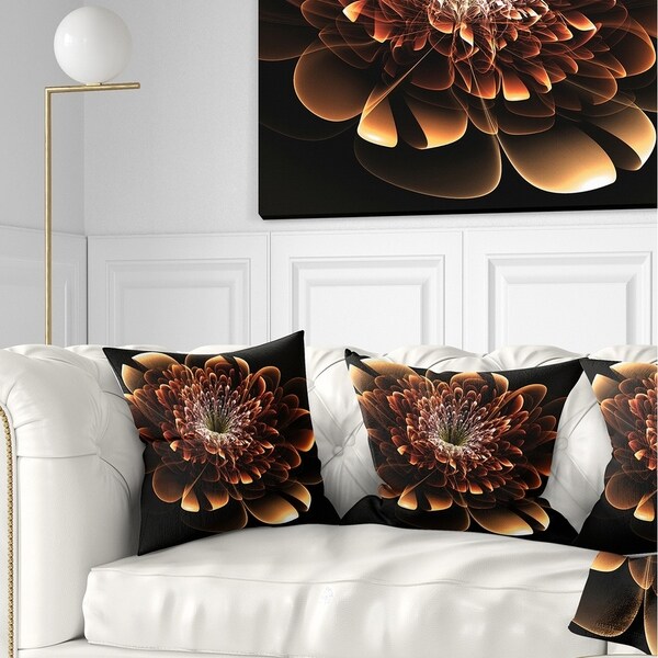 Designart 'Brown Fractal Flower' Modern Floral Throw Pillow