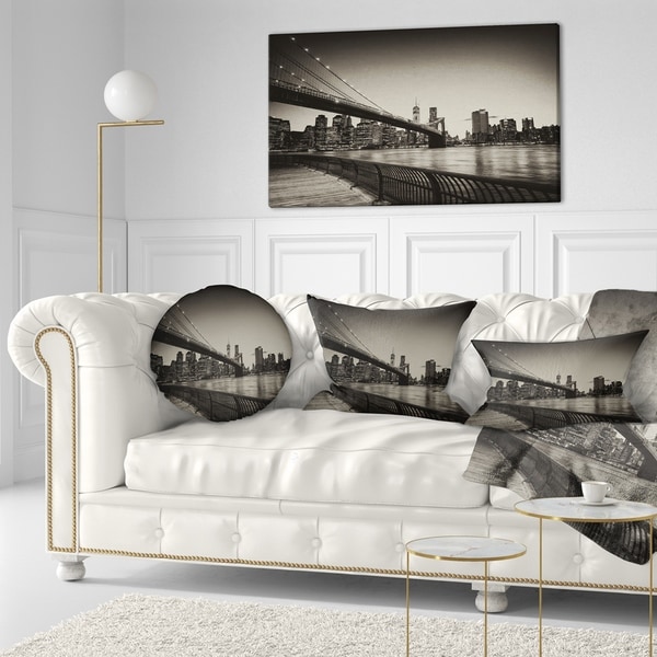 Designart 'Famous Landmark of Brooklyn Bridge' Cityscape Throw Pillow
