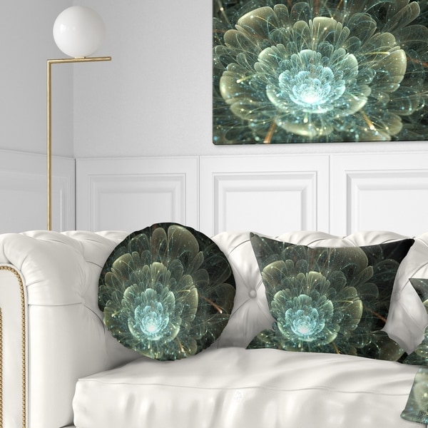Designart 'Fractal Flower Blue and Gray' Floral Throw Pillow