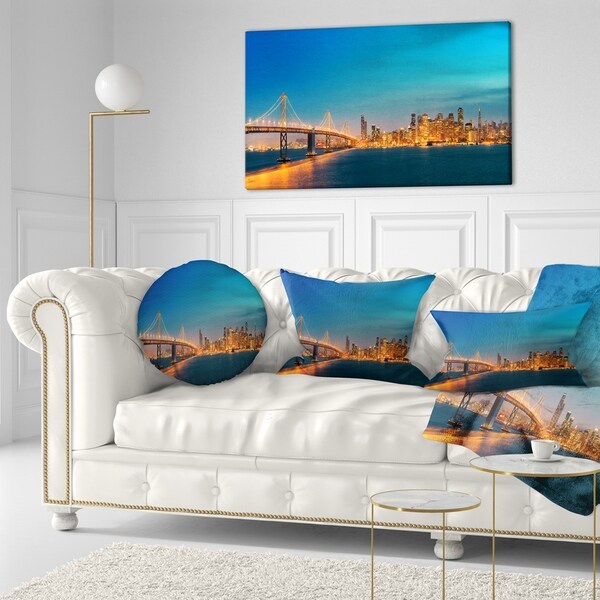 Designart 'San Francisco Skyline at Night' Cityscape Throw Pillow